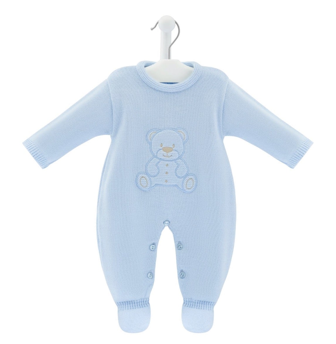 Dandelion Teddy Bear Knitted Onesie - Blue Teddy