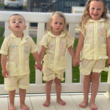 Perfect Little Thing Boys Personalised Lemon Stripe Seesucker Pyjamas