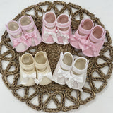 Soft Touch Baby's Soft Bow Booties - White With Pink Edge