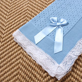 Baby's Lace Dusky Blue Shawl With White Trim