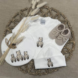 Little Brown Bear Unisex Baby Bear Gift Set - White Vest