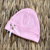 Perfect Little Thing Baby Pink Beanie Hat With Pink Roses