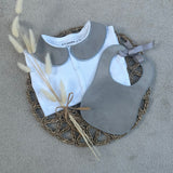 Perfect Little Thing Boys Grey Handmade Sleepsuit And Bib