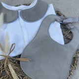 Perfect Little Thing Boys Grey Handmade Sleepsuit And Bib