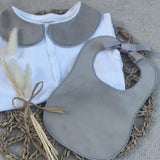 Perfect Little Thing Boys Grey Handmade Sleepsuit And Bib