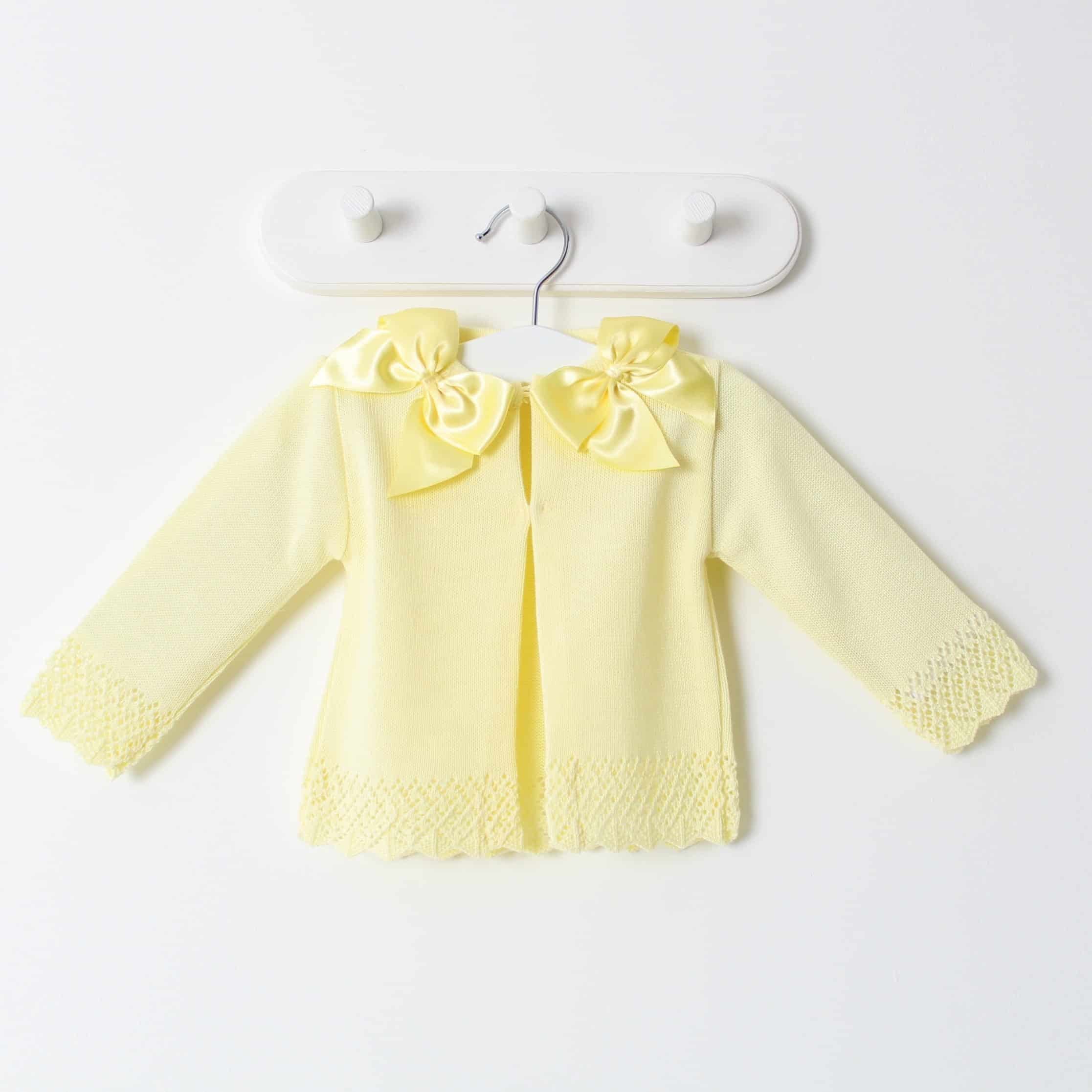 Baby Girls Lemon Cardigan Two Satin Bows