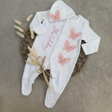 Baby Girls Pink Butterfly Baby Grow With Hat