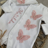 Baby Girls Pink Butterfly Baby Grow With Hat