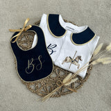 Boys Gold Horse Handmade Sleepsuit And Bib