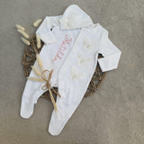 Baby Girls White Butterfly Baby Grow With Hat