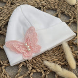 Baby Girls Pink Butterfly Beanie Hat