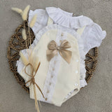 Girls Cream Bow Summer Romper