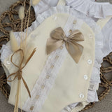 Girls Cream Bow Summer Romper