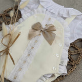 Girls Cream Bow Summer Romper