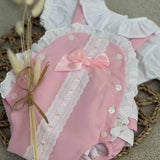 Girl Pink Bow Summer Romper