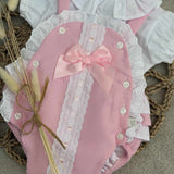 Girl Pink Bow Summer Romper