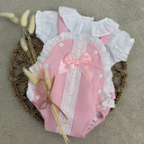 Girl Pink Bow Summer Romper