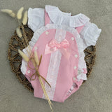 Girl Pink Bow Summer Romper