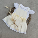 Girls Cream Bow Summer Dress