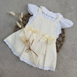 Girls Cream Bow Summer Dress