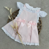 Girls Pink Bow Summer Dress