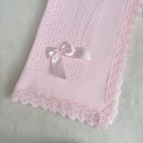 Baby's Lace Pink Shawl With Pink Trim