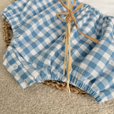 Boys Blue Gingham Romper