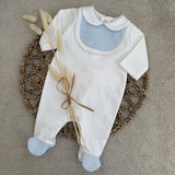 Baby Boys White Cotton Sleepsuit