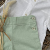 Boys White Shirt and Green Shorts 6 Months