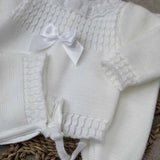 White Unisex Baby Spanish Knitted Outfit