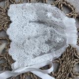 Baby Girls White Vintage Lace Bonnet with tie