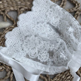 Baby Girls White Vintage Lace Bonnet with tie