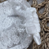 Baby Girls White Vintage Lace Bonnet with tie