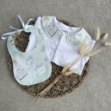 Unisex Mint Dior Handmade Sleepsuit And Bib