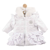 Mintini Girls White Furr Hood Winter Coat