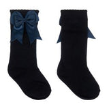 Mintini Baby Girl Bow Knee Socks - Navy