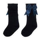 Mintini Baby Girl Bow Knee Socks - Navy