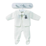Little Brown Bear Pom Suit Blue Dickie Bow