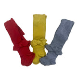 Meia Pata Girls Knot Bow Tights - Red
