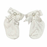 Soft Touch Girls Diamond Bow Ankle Socks - White