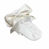 Soft Touch Girls Bow Ankle Socks - Ivory