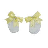 Soft Touch Girls Diamond Bow Ankle Socks - Lemon