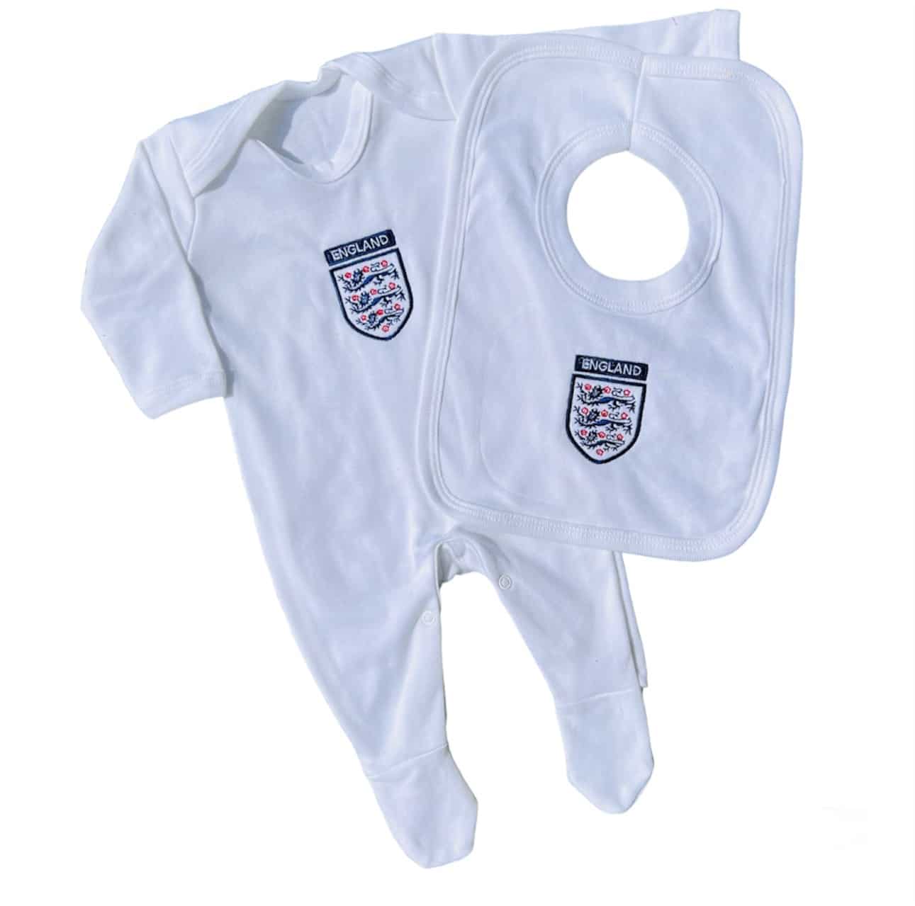 Baby Boy's England Football Babygrow And Bib