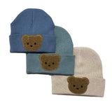 Little Brown Bear Baby Bear Beanie Hat & Mittens- Blue