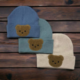 Little Brown Bear Baby Bear Beanie Hat & Mittens- Blue