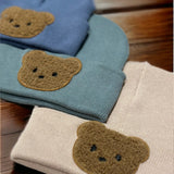 Little Brown Bear Baby Bear Beanie Hat & Mittens- Blue