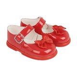 Baypods Girls Red Patent Shoes With Bow Hard Bottom