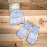 Caramelo Kids Blue Fairisle Knit Set (MITTENS AND HAT)
