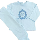 Perfect Little Thing Boys Blue Personalised Crest 2 Piece