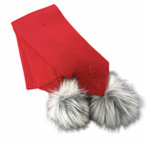Baby's Red Raccoon Pom Pom  Scarf